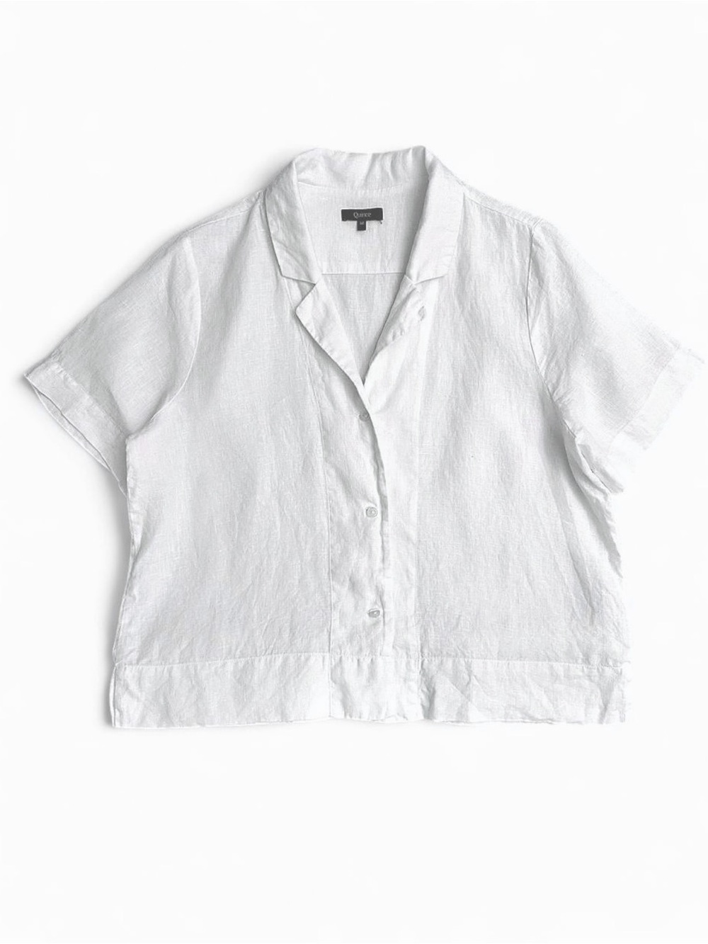 Quince White Short Sleeve Linen Camp Shirt